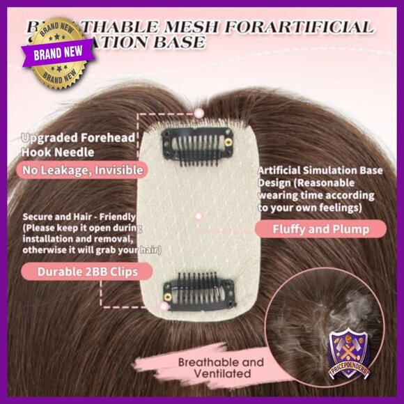 14 Inch Human Hair Topper for Thinning Hair, Silk Base with Clips main image 6